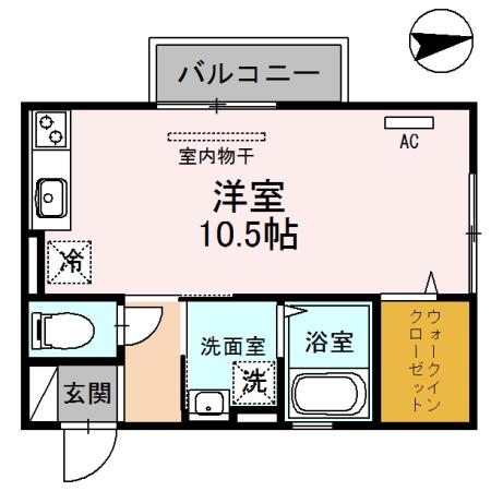 ブランシェ・ドミールA(ワンルーム/2階)の間取り写真