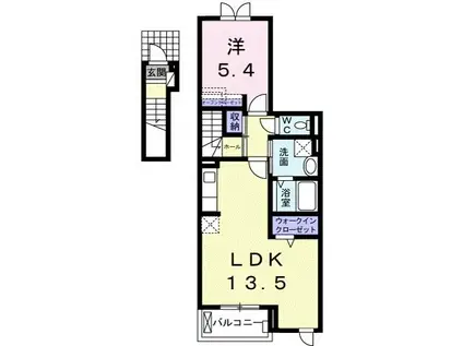 JR草津線 手原駅 徒歩8分 3階建 築13年(1LDK/2階)の間取り写真