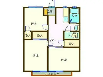 グランチェリー若草(3DK/2階)の間取り写真