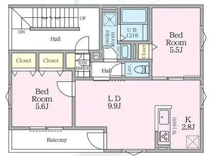 EVER GREEN PLACEII(2LDK/2階)の間取り写真