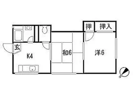 横山ハイツ(2DK/1階)の間取り写真