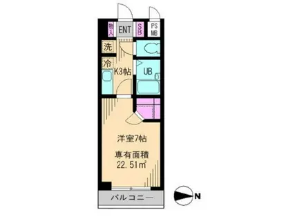ビイルーム小金井(1K/3階)の間取り写真