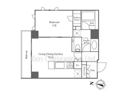 KDXレジデンス恵比寿(1LDK/4階)の間取り写真