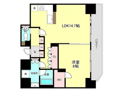 リーガル靭公園南II(1LDK/6階)の間取り写真