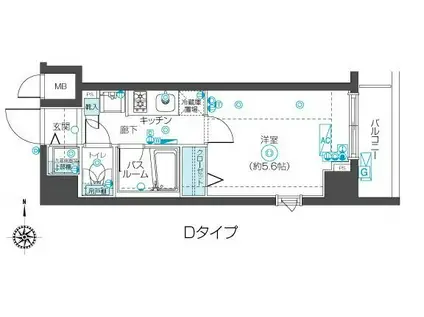 フェニックス武蔵関クアトロ(1K/8階)の間取り写真