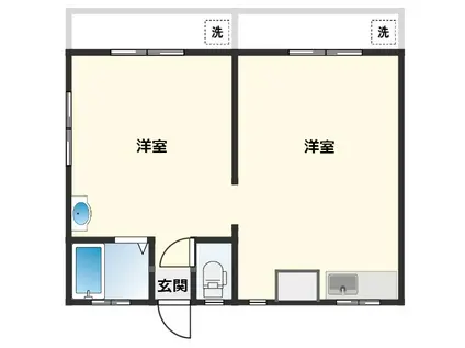 ピース・カレント沖洲(2K/2階)の間取り写真