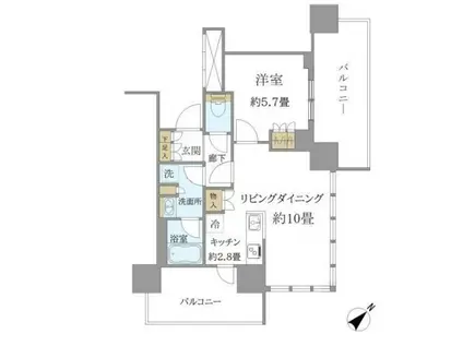 BRILLIA TOWER 浜離宮 ブリリアタワー浜離宮(1LDK/5階)の間取り写真