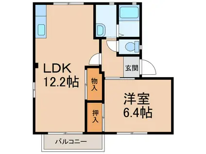 JR和歌山線 船戸駅 徒歩62分 2階建 築33年(1LDK/2階)の間取り写真