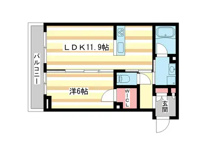 シャーメゾンまほろば(1LDK/2階)の間取り写真