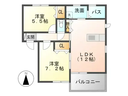 ドミールエストC(2LDK/2階)の間取り写真