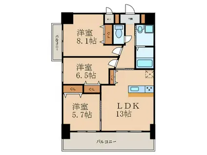 MDIシエルコンティーレ曽根北町(3LDK/7階)の間取り写真