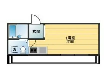 ベイルーム横浜鶴見I(ワンルーム/2階)の間取り写真