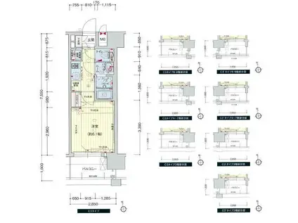 プレサンス玉造駅前(1K/5階)の間取り写真
