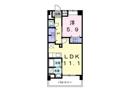 リュミエール宮里(1LDK/3階)の間取り写真