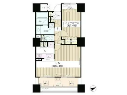 エンブレムコート明石町(1LDK/4階)の間取り写真