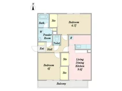 エターナル ガーデン A棟(2LDK/1階)の間取り写真