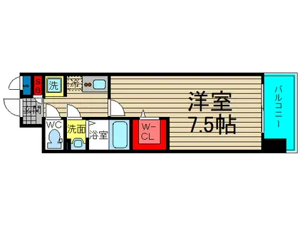 ラグゼ難波南(1K/2階)の間取り写真