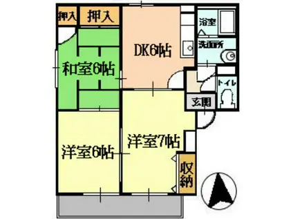 マンション柳川(3DK/2階)の間取り写真