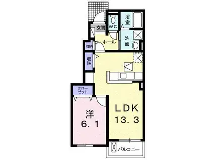 フォレ ウエスト A(1LDK/1階)の間取り写真