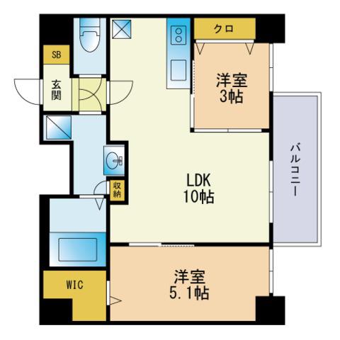 MODERN PALAZZO 天神AXIA(2LDK/11階)の間取り写真