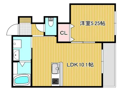 大安寺中町AP(1LDK/1階)の間取り写真
