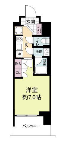 ルネフラッツ谷町四丁目(1K/2階)の間取り写真