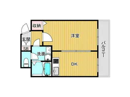 エスポアール(1DK/2階)の間取り写真