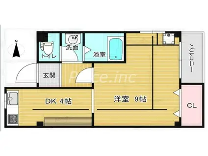 ライツさくら(1DK/3階)の間取り写真