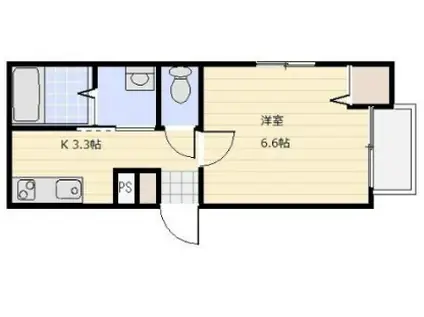 ワンスカイS(1K/1階)の間取り写真