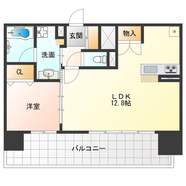 ソルレヴェンテ新梅田(1LDK/3階)の間取り写真