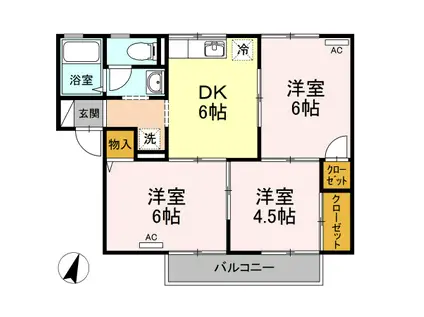 サンライズ光C棟(3DK/2階)の間取り写真