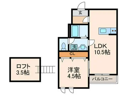 TRAVIESO(1LDK/1階)の間取り写真