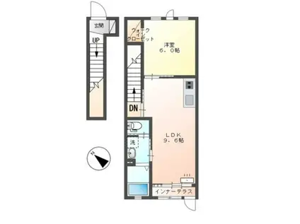 東武東上線 若葉駅 徒歩14分 2階建 築1年(1LDK/2階)の間取り写真