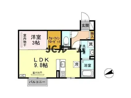 アネシス寺町 E(1LDK/2階)の間取り写真