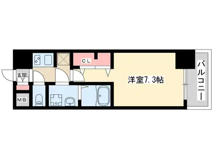 エスレジデンス三国ウエスト(1K/6階)の間取り写真