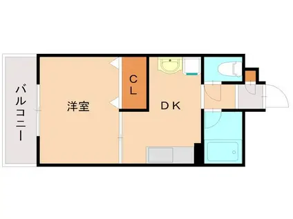 ベアビル(1DK/4階)の間取り写真