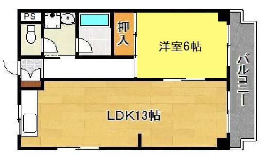 グレース加美(1LDK/4階)の間取り写真