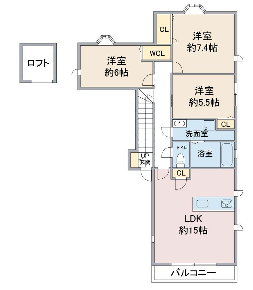 ヒルズ覚王山北(3LDK/2階)の間取り写真