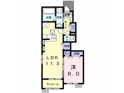 コンフォート高富 II(1LDK/1階)の間取り写真