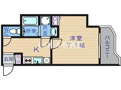 ラパンジール四天王寺東(1K/8階)の間取り写真