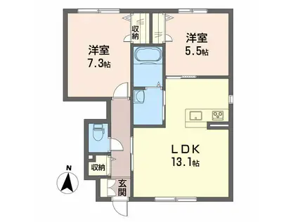 シャーメゾン ローズ(2LDK/1階)の間取り写真