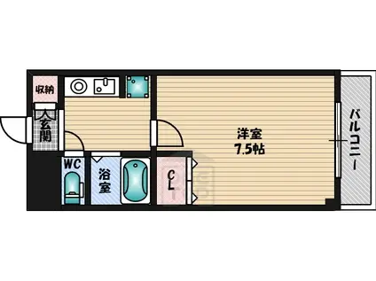 ハートランドウエスト(1K/4階)の間取り写真