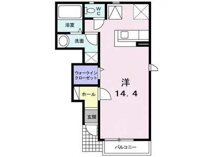 アミスタープレイスB(ワンルーム/1階)の間取り写真