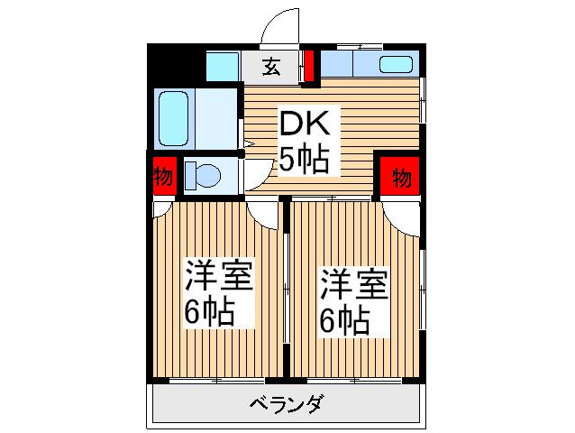 第2ホワイトハイツ(2DK/2階)の間取り写真