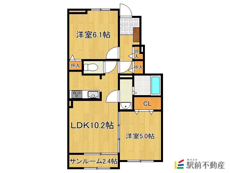 ラ・カーサ フェリーチェ IV(2LDK/1階)の間取り写真