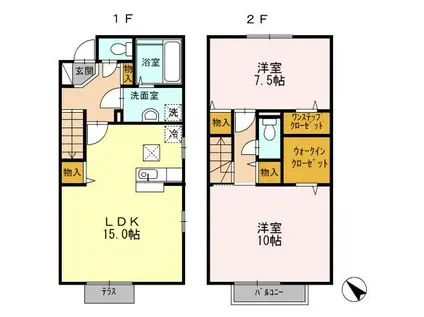 マルコハウス(2LDK/1階)の間取り写真