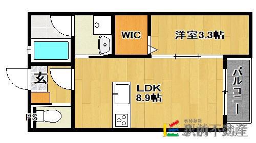 MY PLACE宮ノ陣II(1LDK/2階)の間取り写真
