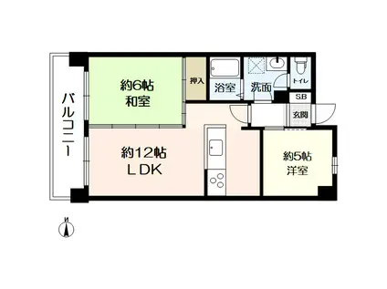 メイゾン桂東(2LDK/5階)の間取り写真