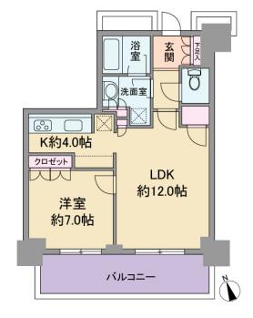 ザ・レジデンス一番町(1LDK/4階)の間取り写真