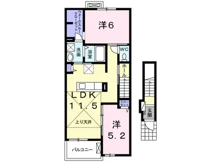 フロンティア(2LDK/2階)の間取り写真